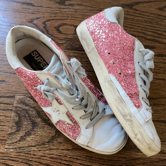 Golden Goose pink glitter low top sneakers